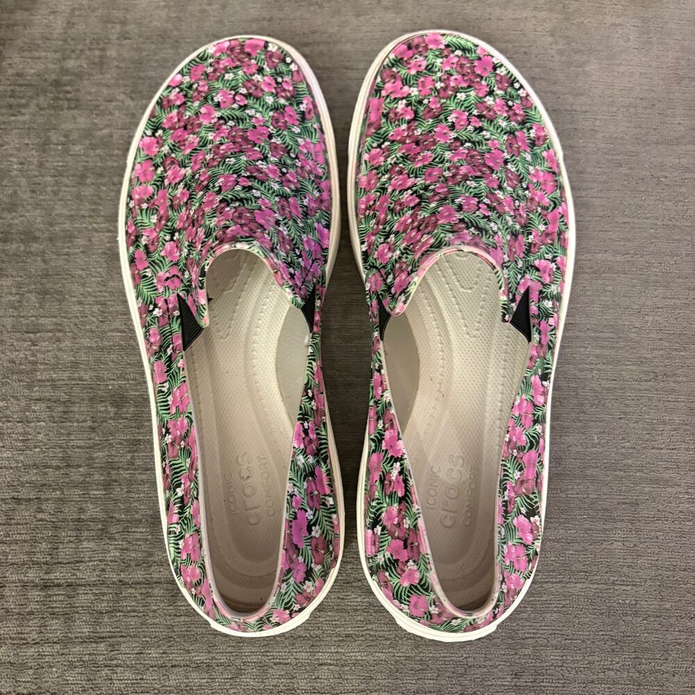 Crocs Citilane Roka Slip-Ons Pink Green Floral Size 10 - Picture 4 of 6